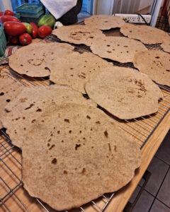 picture of tortillas on cooling racks